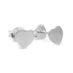 Sterling Silver Modern Heart Stud Post Earrings