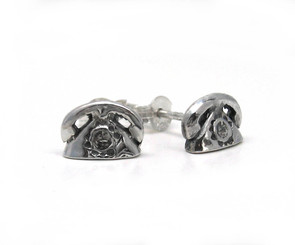 Sterling Silver Base and Receiver Rotary Dial Telephone Stud Post Earrings