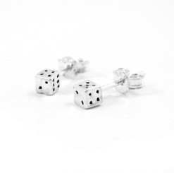 Sterling Silver Dice Post Earrings