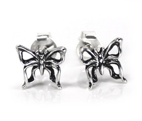 Sterling Silver Elegant Butterfly Stud Post Earrings