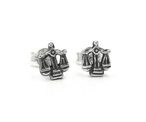 Sterling Silver Balanced Scales Stud Post Earrings