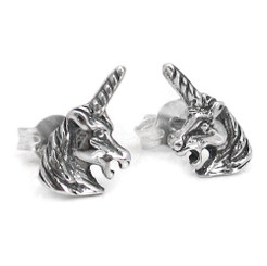 Sterling Silver Magical Unicorn Head Post Stud Earrings