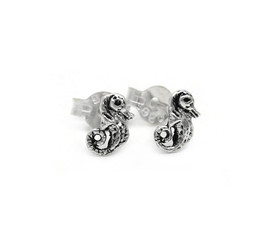 Sterling Silver Young Seahorse Stud Post Earrings