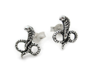 Sterling Silver Cobra Snake Stud Post Earrings