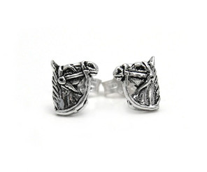 Sterling Silver Bridled Horse Head Stud Post Earrings