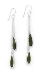 Sparkling Crystal Two Teadrops Chain Tassel Drop Earrings, Olivine