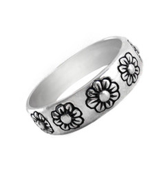 Sterling Silver Daisy Flower Band Ring