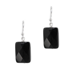 Sterling Silver Cushion Cut Crystal Drop Earrings, Black