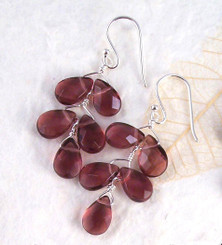 Sterling Silver "Fern" Crystal Earrings, Purple