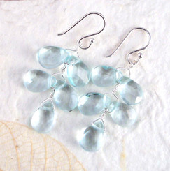Sterling Silver "Fern" Aqua Crystal Earrings