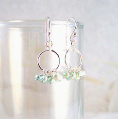 Pearl Cluster Circle Sterling Silver Earrings, Baby Blue Pearl