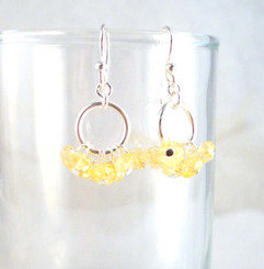 Genuine Stone Cluster Circle Sterling Silver Earrings, Citrine