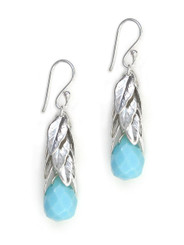 Sterling Silver Cascading Leaves and Crystal Drop Earrings, Sky Blue