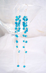 Sterling Silver "Martini" Crystal Cluster Earrings, Blue Zircon