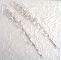 Sterling Silver "Martini" Crystal Cluster Earrings, Clear