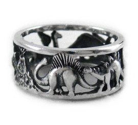 Sterling Silver Dinosaurs Band Ring