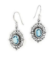 Sterling Silver Filigree Frame Crystal Drop Earrings, Aqua