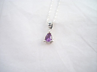 Genuine Amethyst Sterling Silver Necklace