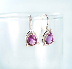 Genuine Amethyst Sterling Silver Earrings