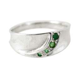 Sterling Silver Emerald Band Stone Ring