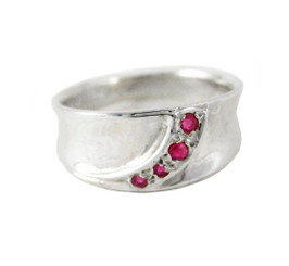 Sterling Silver Ruby Band Stones Ring