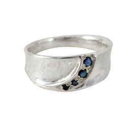 Sterling Silver Sapphire Band Stones Ring