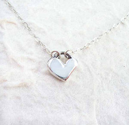 Modern Silver Heart Stationed Necklace