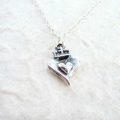 Crowned Heart Sterling Silver Necklace