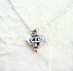 Heart and Crest Sterling Silver Necklace