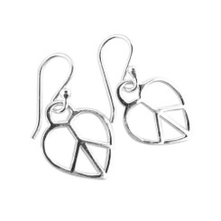 Sterling Silver Heart Peace Sign Earrings