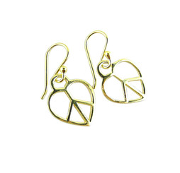 Heart Peace Sign 18k Vermeil Over Sterling Earrings