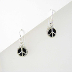 Sterling Silver Onyx Peace Earrings