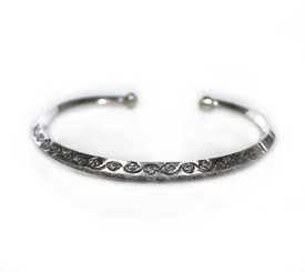 Sterling Silver Angular Floral Cuff Bracelet
