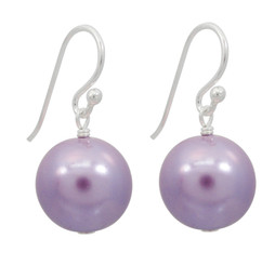 Sterling Silver Shell Pearl Drop Earrings, Lavender