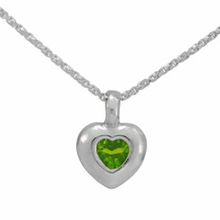 Sterling Silver Crystal Heart Pendant Necklace, Spring Green