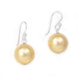Sterling Silver Shell Pearl Drop Earrings, Peach
