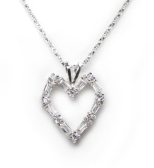 Sterling Silver Sparkling Open Heart Twist Box Chain Necklace, 18"