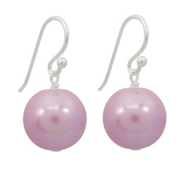 Sterling Silver Shell Pearl Drop Earrings, Pink