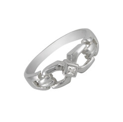 Sterling Silver Square Center Stone Ring, Clear