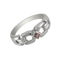 Sterling Silver Square Center Stone Ring, Purple