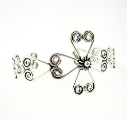 Sterling Silver Flower Swirl Cuff Bracelet