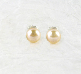 Sterling Silver 6-8mm Cultured Pearl Stud Post Earrings, Champagne