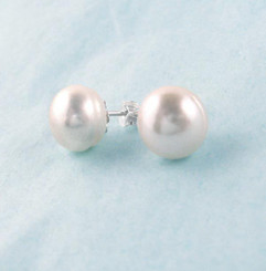 Sterling Silver 10-11 mm Cultured Pearl Stud Post Earrings, White
