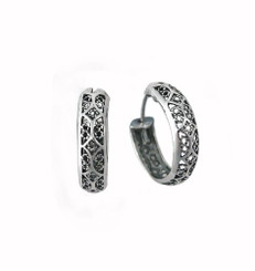 Sterling Silver Ornate Filigree Band Hoop Earrings