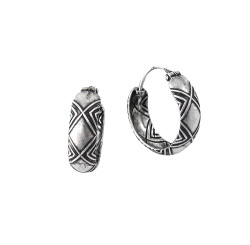 Sterling Silver Criss Cross Band Hoop Earrings, 16mm