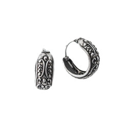 Sterling Silver Artistic Swirls Band Hoop Earrings, 15mm