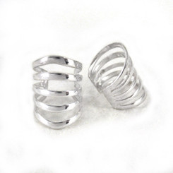 Sterling Silver Five Open Bands Ear Cuff Earring, One Piece