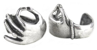 Sterling Silver Yoga Om Meditation Hand Ear Cuff Earring, One Piece