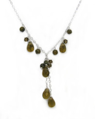 Sterling Silver Teardrop Cascading Drop Adjustable Necklace, Smoke