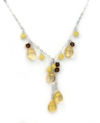 Sterling Silver Teardrop Cascading Drop Adjustable Necklace, Yellow